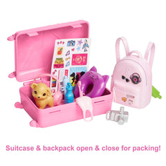Barbie Doll and Accessories, 'Malibu' Travel Set with Puppy & Working Suitcase, 10+ Pieces - USA MEGA SHOP