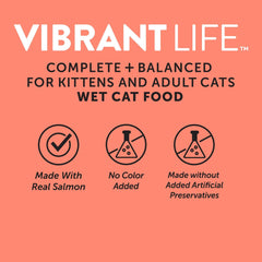 (6 pack) Vibrant Life Gourmet Salmon Entree Cuts in Gravy, Complete + Balanced, 2.64 oz Split Cup