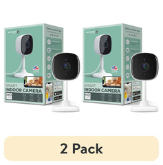 Merkury Smart Indoor Camera 1080p - Wi-Fi Security Cam with Night Vision, White (1-Pack)