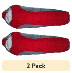 (2 pack) Ozark Trail 10-Degree Cold Weather Mummy Sleeping Bag with Soft Liner, Red, 85"x33"