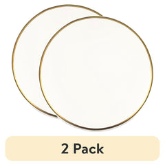 (2 pack) Thyme & Table Everest Ceramic Dinner Plate Off-White with Gold Rim