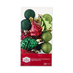 Mini Red Multi-Textured Shatterproof Christmas Ornaments, 20 Count, by Holiday Time - USA MEGA SHOP