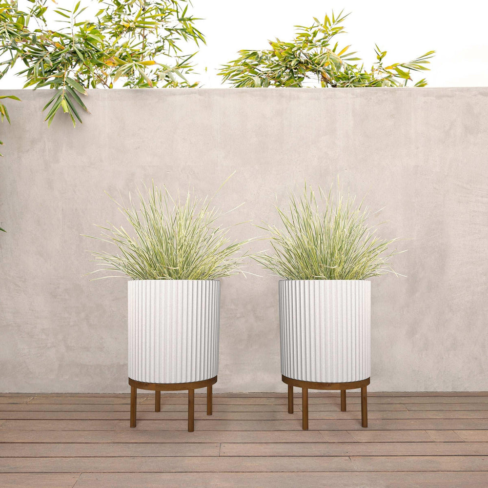 21.5” Capri Planter with Wood Stand by Veradek, 2-pack - USA MEGA SHOP