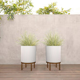 21.5” Capri Planter with Wood Stand by Veradek, 2-pack - USA MEGA SHOP