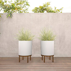 21.5” Capri Planter with Wood Stand by Veradek, 2-pack - USA MEGA SHOP