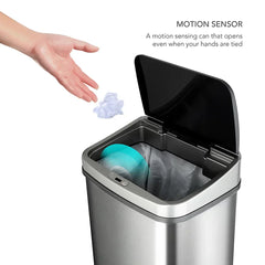 Nine Stars 13.2-Gal. Stainless Steel Sensor Trash Can - USA MEGA SHOP