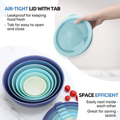 Walchoice Mixing Bowls with Airtight Lids Set of 6, Plastic Nesting Bowls Prep Bowls for Mixing, Serving, Kitchen Preparing, Storage, Microwave & Freezer Safe