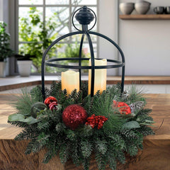 24” Holiday Artificial Centerpiece with LED Candles - USA MEGA SHOP