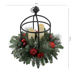 24” Holiday Artificial Centerpiece with LED Candles - USA MEGA SHOP