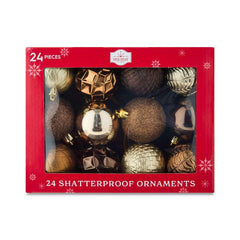 24-Count Red Shatterproof Multi-Textured Christmas Ornaments, 2.36 in, by Holiday Time - USA MEGA SHOP