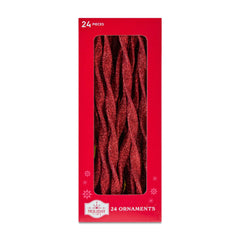24 Count Red Glitter Icicle Christmas Ornaments, 7 in, by Holiday Time - USA MEGA SHOP