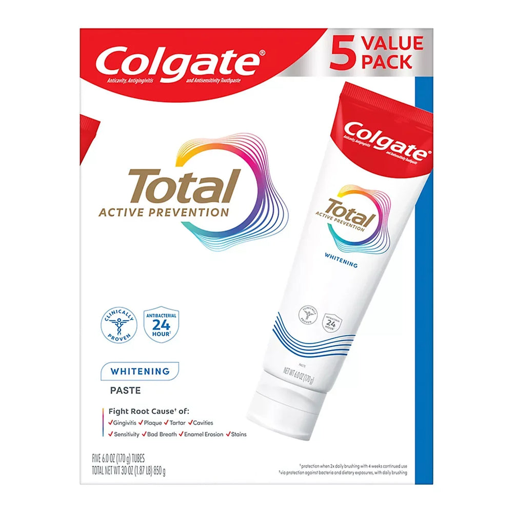 Colgate Total Active Prevention Whitening Toothpaste, Mint, 5 pk./6.0 oz. - USA MEGA SHOP