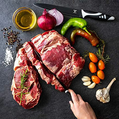 Moss & Stone Professional Kitchen Knife Chef Set, Small Knife Set With Block, Black Titanium Plated Kitchen Knife Set, Stainless Steel Scratch Resistant & Rust Proof Sharp Kitchen Knives. - USA MEGA SHOP