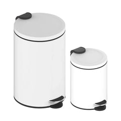 Innovaze 3.2 Gal./12-Liter and 0.8 Gal./3 Liter Stylish Round Shape Metal Step-on Trash Can Combo - Matte Black - USA MEGA SHOP