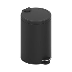 Innovaze 3.2 Gal./12-Liter and 0.8 Gal./3 Liter Stylish Round Shape Metal Step-on Trash Can Combo - Matte Black