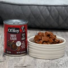 Ol' Roy Ribeye Flavor Cuts in Gravy Wet Dog Food, 13.2 oz Can