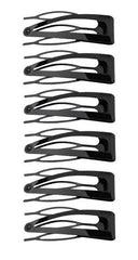 Black double-grip hair clips, 6-count set with comb teeth