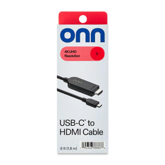 onn. USB-C to HDMI Cable (6 Feet / 1.8m), 4K Video & Audio Output for Laptop, Tablet, Phone to TV, Monitor, Projector