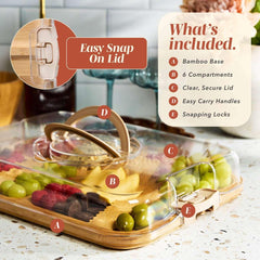 Cook With Color Rectangular Bamboo Cutting Board with Locking Lid, Dual-Function Charcuterie & Serving Board - USA MEGA SHOP
