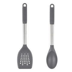GoodCook Pro 2 Piece Turner & Spoon Set for Kitchen Cooking, Stainless Steel with Nylon Heads