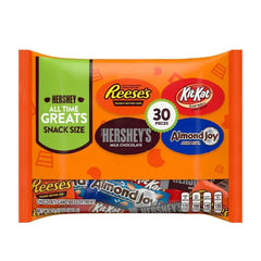 Hershey Assorted Chocolate Snack Size Candy, Variety Bag 15.57 Oz, 30 Pieces