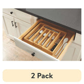 (2 pack) Better Homes & Gardens Natural Bamboo Expandable Silverware Organizer, 13.98 x 10.04-15.35 x 1.97 inches