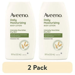 (2 pack) Aveeno Daily Moisturizing Body Lotion and Facial Moisturizer for Face, Body and Dry Skin, 18 fl oz