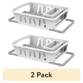 Mainstays Expandable Kitchen Dish Drying Rack with Utensil Holder, Countertop Dish Drainer Rack for Plates, Cups and Kitchen Sink Organization, White