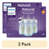 Philips Avent Natural baby bottle set, 2-pack light blue bottles with medium-flow nipples