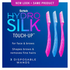 (2 pack) Schick Hydro Silk Touch-up Manual Dermaplaning Razor with Precision Cover, 3 Ct, Women’s Face Razor