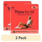Thinx for All leakproof period briefs, black, XL, 2-pack box