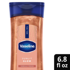 (2 pack) Vaseline Glazed & Glisten Sunlit Glow Vanilla Cocoa Shimmering Body Gel Oil with Ultra-Hydrating Lipids and 100% Pure Cocoa Butter, 6.8 fl Oz
