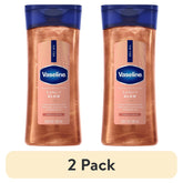 (2 pack) Vaseline Glazed & Glisten Sunlit Glow Vanilla Cocoa Shimmering Body Gel Oil with Ultra-Hydrating Lipids and 100% Pure Cocoa Butter, 6.8 fl Oz
