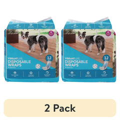 Vibrant Life Disposable Dog Wraps for Male Dogs, M, 12 Count