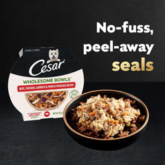 Cesar Wholesome Bowls Broth Wet Dog Food Variety Pack, 3 Oz Bowls (6 Pack)