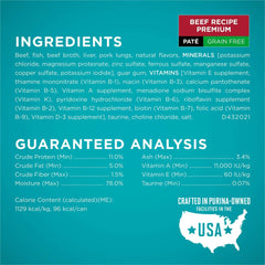 Purina ONE, Grain Free Natural Variety Pack, Wet Cat Food Pate, 3 oz Cans (12 Count)
