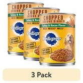 (3 pack) Pedigree Chopped Ground Dinner Turkey & Bacon Flavor Adult Soft Wet Dog Food, (12) 13.2 oz Cans - USA MEGA SHOP