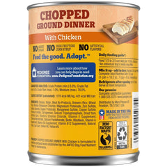 (3 pack) Pedigree Chopped Ground Dinner With Chicken Adult Soft Wet Dog Food, (12) 13.2 oz Cans - USA MEGA SHOP