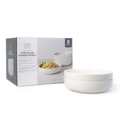 Berkley Jensen 8" Porcelain Dinner Bowls, 8 pk. - White