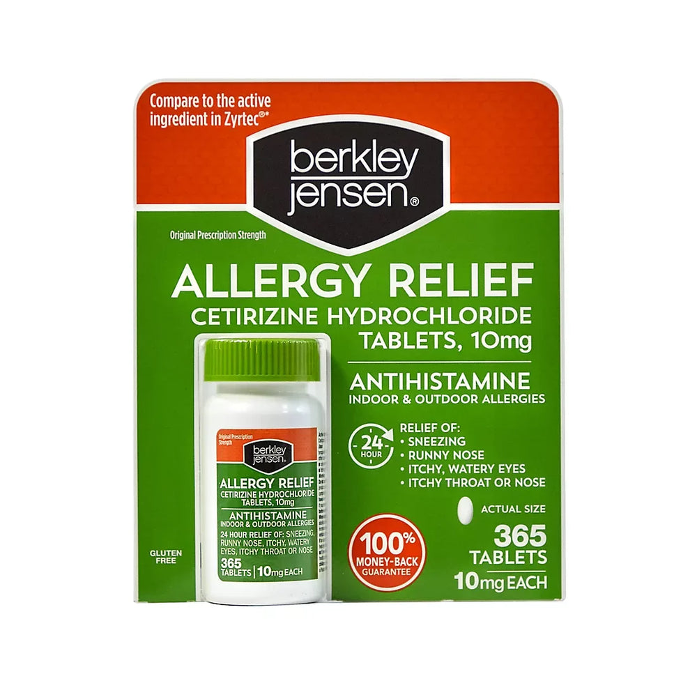 Berkley Jensen Allergy Relief 10mg Cetirizine Hydrochloride Tablets, 365 ct. - USA MEGA SHOP