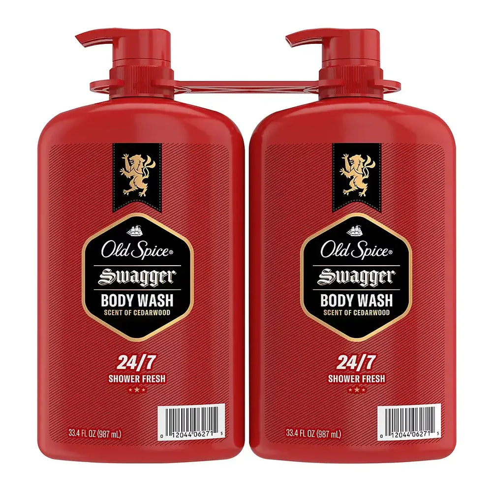 Old Spice Men's Swagger Body Wash Pump, Cedarwood Scent, 24/7 Shower Fresh, 2 pk./33.4 oz. - USA MEGA SHOP