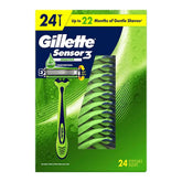 Gillette Sensor3 Sensitive Men's Disposable Razor, 3-Bladed Razor Blades, 24 ct. - USA MEGA SHOP
