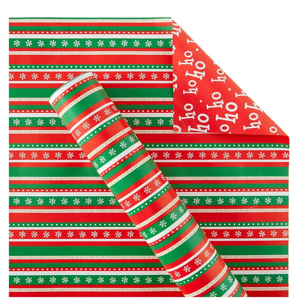 Berkley Jensen 300 sq. ft. Reversible Christmas Gift Wrap, Christmas Strips - USA MEGA SHOP