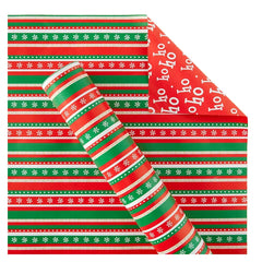 Berkley Jensen 300 sq. ft. Reversible Christmas Gift Wrap, Christmas Strips - USA MEGA SHOP