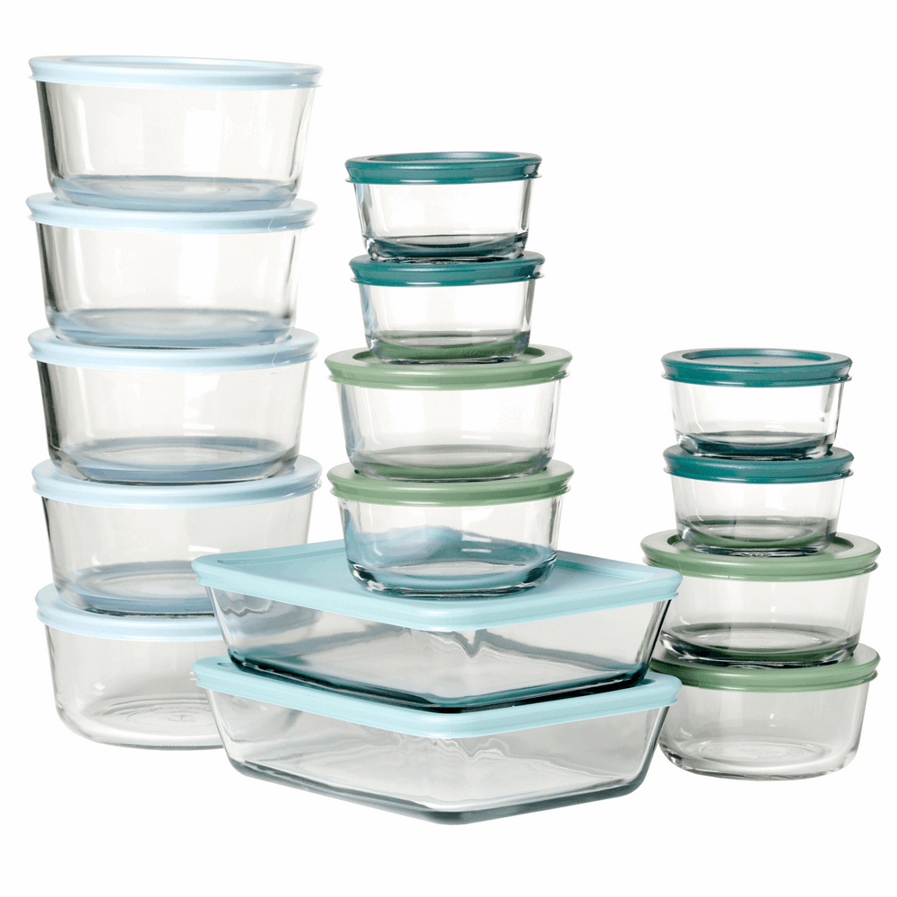 Anchor Hocking 32-Piece Glass Food Storage Containers with Colorful BPA-Free Lids