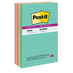 Post-it Super Sticky Notes, 4" x 6", Supernova Neons Collection, Lined - USA MEGA SHOP