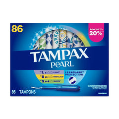 Tampax Pearl Tampons Multipack, with LeakGuard Braid, Light/Regular/Super Absorbency, Unscented, 86 ct. - USA MEGA SHOP