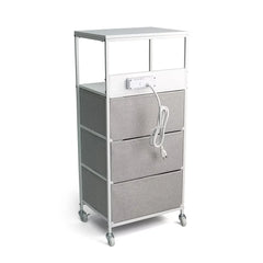 3-Drawer Rolling Cart with USB Power, Two Top Shelves, Built-in Charging Ports - USA MEGA SHOP