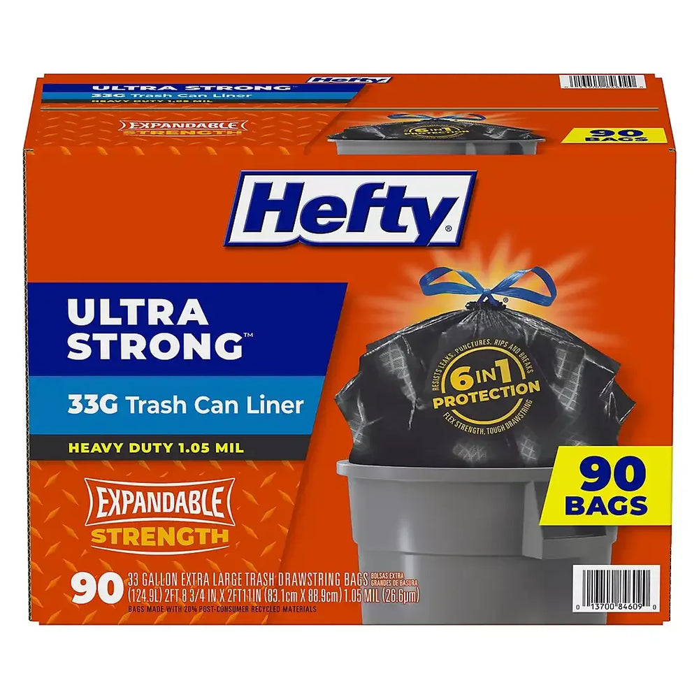 Hefty Ultra Strong Large Trash Can Liners, 90 ct./33 gal. - USA MEGA SHOP
