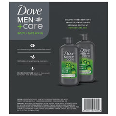 Dove Men+Care, Body + Face Wash, Refreshing Extra Fresh, 2 pk./30 fl. oz. - USA MEGA SHOP